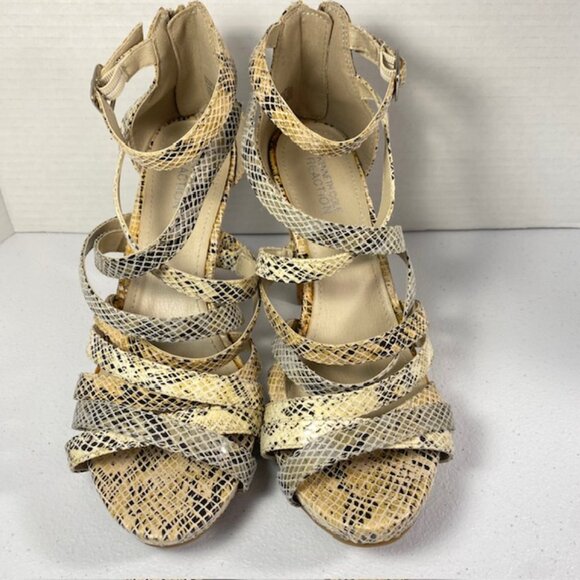 Kenneth Cole Reaction Sandals Women’s 8M Strappy Cork 4" Heel Open Toe Shoe - Picture 3 of 15